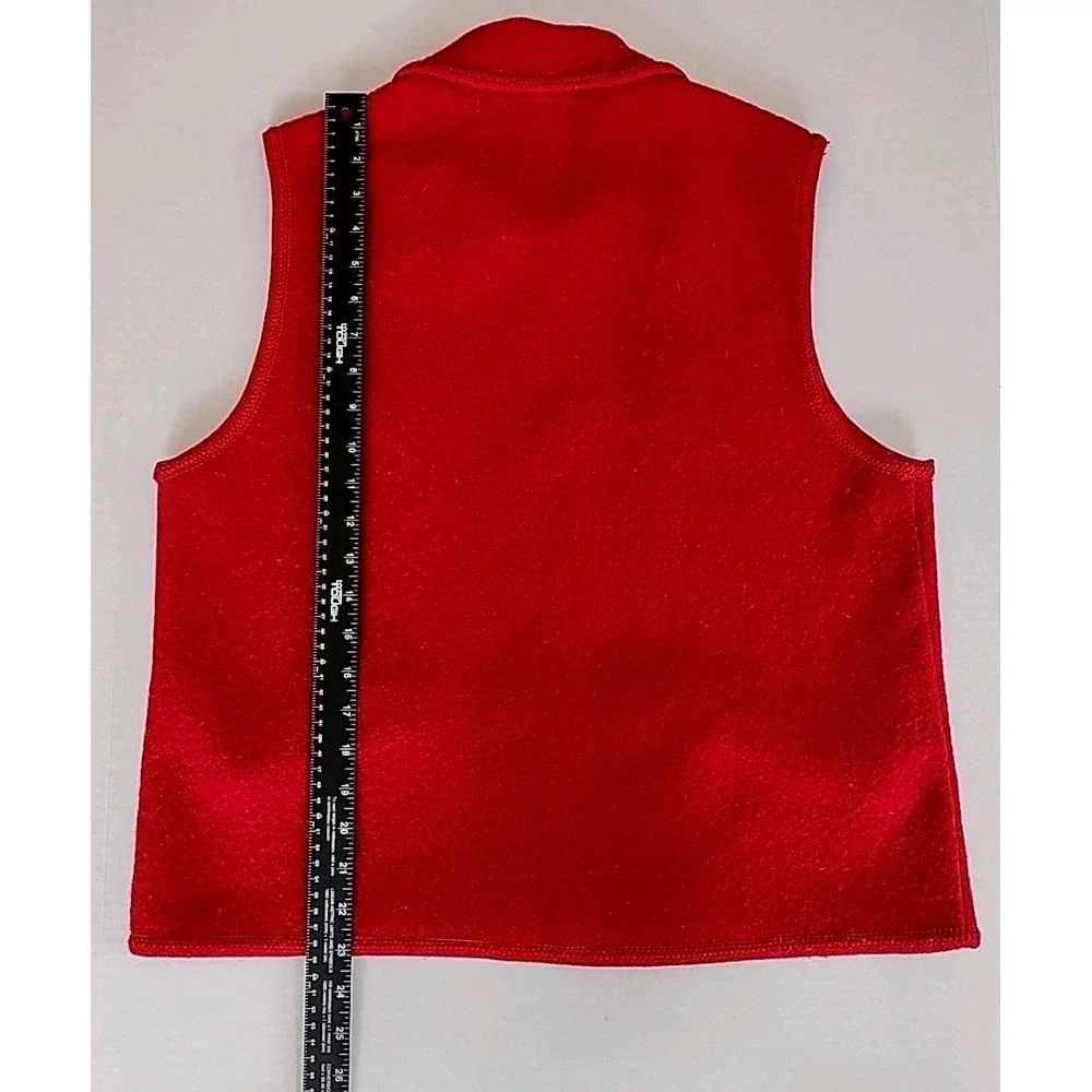 VTG Tally Ho Womens Vest L Red Boiled Wool Sweater Old Money Capsule Ski Winte - Picture 6 of 7
